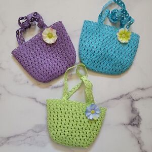 Girls purse bundle of 3 handbag lime green spring purple blue floral accessories